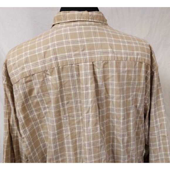 Eddie Bauer Mens XL Beige Stripe Long Sleeve Button Down Flannel Shirt - Picture 8 of 10